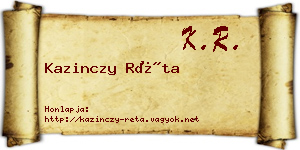 Kazinczy Réta névjegykártya